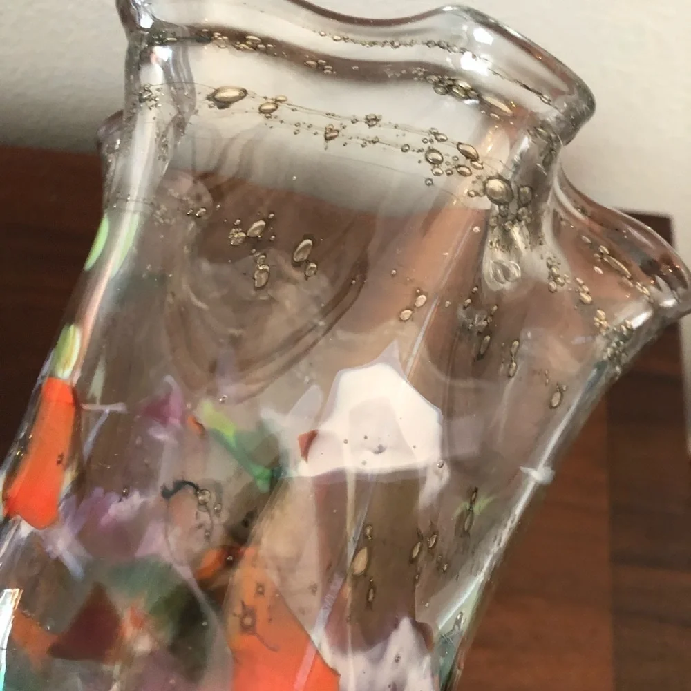 Stunning Vintage Art Glass Vase Candle Holder Gold